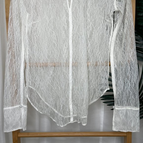 SOLD Witchery Cream Lace Blouse Top 12 - Picture 9 of 10